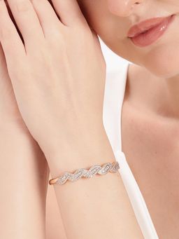 Estele - Rose Gold Plated Crystal Kada Bracelet