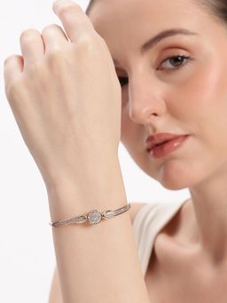 Estele - Rose Gold Finish Round Crystal Kada Bracelet