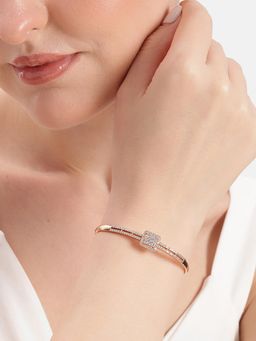 Estele - Rose Gold Finish Geometric Pattern Kada Bracelet