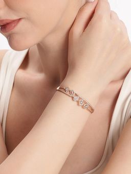 Estele - Rose Gold Finish Geometric Pattern Openable Kada Bracelet