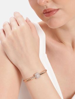 Estele - Rose Gold Plated Geometric Pattern Kada Bracelet