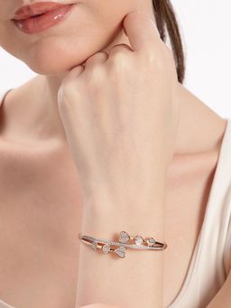 Estele - Rose Gold Plated Heart Link Kada Bracelet