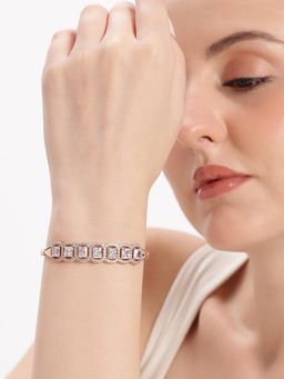 Estele - Rose Gold Finish Square Pattern Kada Bracelet
