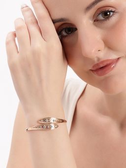 Estele - Rose Gold Finish Wave Shape Kada Bracelet