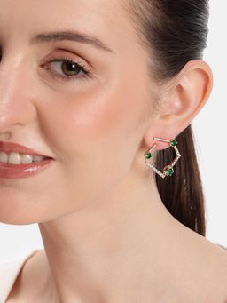 Estele - Gold Finish Green Stone Stud Earrings