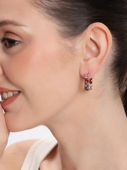 Estele - Gold Finish Multicolor Hoop Earrings