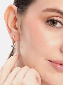 Estele - Gold Finish Evil Eye Hoop Drop Earrings