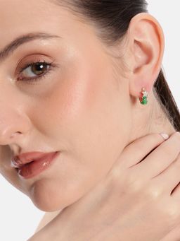 Estele - Gold Plated Green Enamel Hoop Earrings