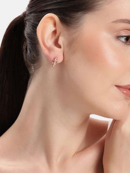 Estele - Gold Finish White Crystal Hoop Earrings