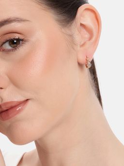Estele - Gold Finish Crystal Hoop Earrings