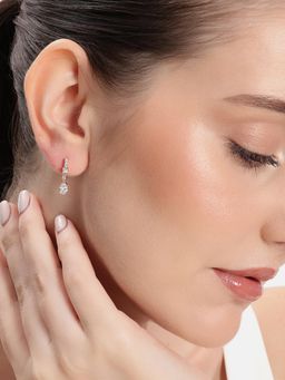Estele - White Crystal Hoop Earrings
