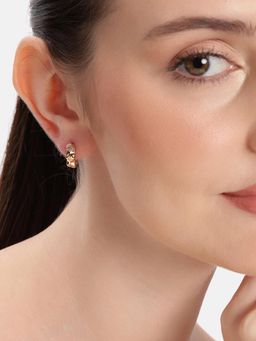 Estele - Gold Finish Crystal Hoop Earrings