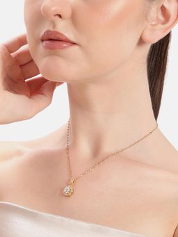 Estele - Gold Plated Crystal Halo Pendant Necklace