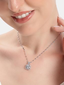 Estele - Rhodium Plated Geometric Square Pendant
