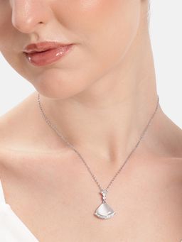 Estele - Rhodium Plated Curved Triangle Pendant