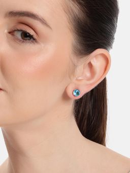 Estele - Gold-Toned Blue Crystal Stud Earrings