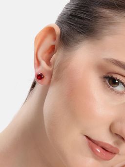 Estele - Gold-Toned Ruby Stone Stud Earrings