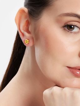 Estele - Gold Plated Turquoise Round Stud Earrings