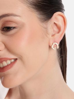 Estele - Gold Plated Pink Enamel Stud Earrings