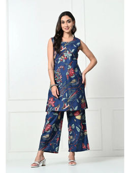 Laado - Blue Pure Cotton Indigo Jungle Print Kurta with Palazzo (Set of 2)