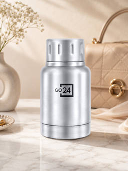 Go24 - Silver Cameo Stainless Steel 3 Layer Insulated Flask - 160ml
