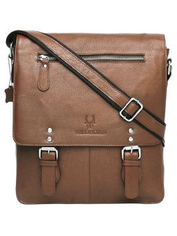 WILDHORN - Classic Genuine Leather Brown Solid Sling Bag for Men