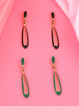 Estele - Rhinestone Stud Earrings for Girls & Women (Black & Green)