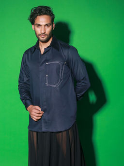 Echke - Navy Blue Solid Shirt