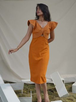 BILANG - Tangerine Aurora Solid Dress