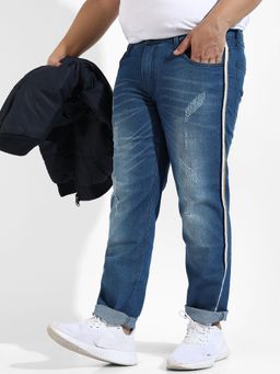 Instafab Plus - Mens Regular Fit Denim Jeans Color Blue