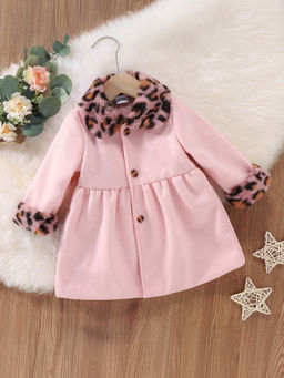 Hopscotch - Girls Pink Full-Sleeve Animal Print Long Coat