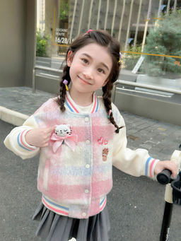 Hopscotch - Girls Multi Coloured Checkered Full-Sleeve Jacket