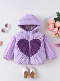 Hopscotch - Heart Applique Hooded Puffer Jacket