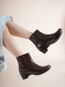 Drop Bold - Brown Pointed Toe Block Synthetic Pair Of Casual Boots