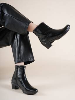 Drop Bold - Black Pointed Toe Block Synthetic Pair Of Casual Boots