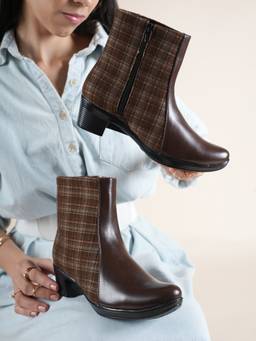 Drop Bold - Brown Pointed Toe Block Synthetic Pair Of Casual Boots