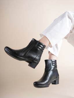 Drop Bold - Black Pointed Toe Block Synthetic Pair Of Casual Boots