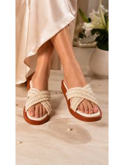 Sandal Stories - White Open Toe Pu Pair Of Flats