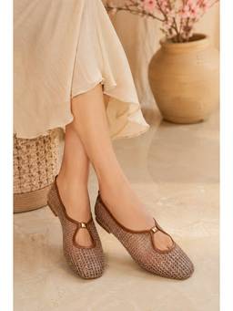 Sandal Stories - Brown Round Toe Pu Pair Of Ballerina