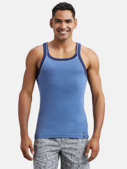 Jockey - US54 Men Super Combed Cotton Rib Square Neck Gym Vest - Light Denim Melange