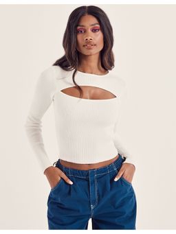 TALLY WEiJL - White Knit Top With Cutout Detail