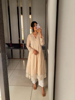 SAYARISH - Afrin A Line Cotton Kurta with Pant (Set of 2)