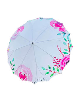 Little Surprise Box - Pink Floral Paint Brush Theme Rain and All Season Umbrella