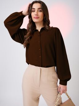 Globus - Brown Polyester Collar Neck Shirt