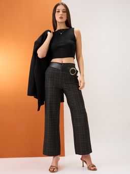 Globus - Womens Plaid Checks Straight Fit Formal Trouser