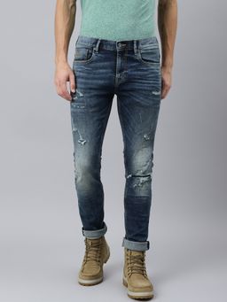 WOODLAND - Blue Patterned Jeans