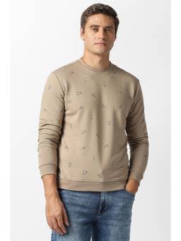 Van Heusen - Men Beige Print Sweatshirt