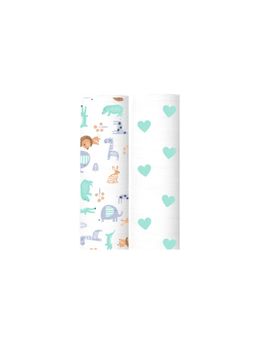Elementary - Organic Cotton Muslin Newborn Swaddle Set of 2 - Jungle Safari, Multicolor