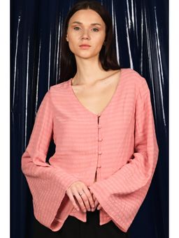 Virgio - Solid Viscose Textured Front Top for Women