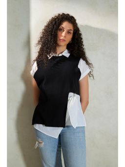 Virgio - Solid Cotton Cut-Out Knit and Shirt for Women